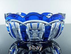 Baccarat Ancienne Grand Coupe Saladier Cristal Taille Double Couleur Bleu Cobalt