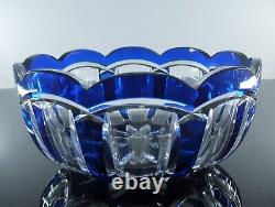 Baccarat Ancienne Grand Coupe Saladier Cristal Taille Double Couleur Bleu Cobalt