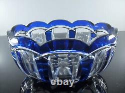 Baccarat Ancienne Grand Coupe Saladier Cristal Taille Double Couleur Bleu Cobalt