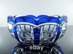 Baccarat Ancienne Grand Coupe Saladier Cristal Taille Double Couleur Bleu Cobalt