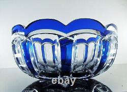 Baccarat Ancienne Grand Coupe Saladier Cristal Taille Double Couleur Bleu Cobalt