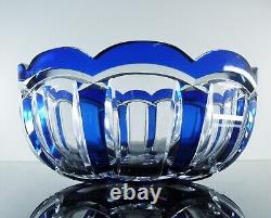 Baccarat Ancienne Grand Coupe Saladier Cristal Taille Double Couleur Bleu Cobalt