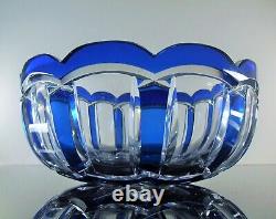 Baccarat Ancienne Grand Coupe Saladier Cristal Taille Double Couleur Bleu Cobalt