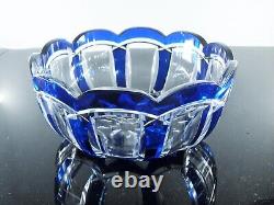 Baccarat Ancienne Grand Coupe Saladier Cristal Taille Double Couleur Bleu Cobalt