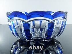 Baccarat Ancienne Grand Coupe Saladier Cristal Taille Double Couleur Bleu Cobalt