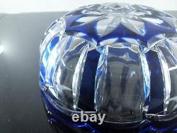 Baccarat Ancienne Grand Coupe Saladier Cristal Taille Double Couleur Bleu Cobalt