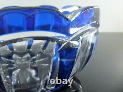 Baccarat Ancienne Grand Coupe Saladier Cristal Taille Double Couleur Bleu Cobalt