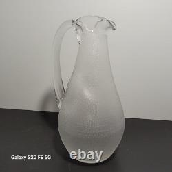 Baccarat Carafe Broc Cristal Pichet Ancien A Glace Soufflé Décors Gravé 30 cm