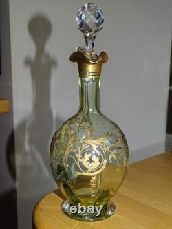 Baccarat Cristal Ancienne Carafe A Liqueur Nap III Decor Reghausser Or 19 Eme