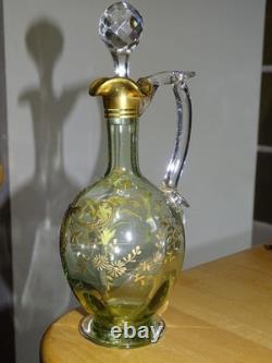 Baccarat Cristal Ancienne Carafe A Liqueur Nap III Decor Reghausser Or 19 Eme