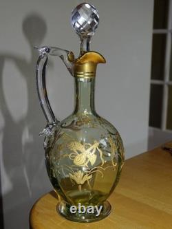 Baccarat Cristal Ancienne Carafe A Liqueur Nap III Decor Reghausser Or 19 Eme