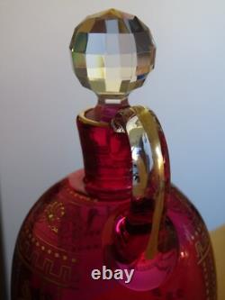 Baccarat Cristal Ancienne Carafe A Liqueur Nap III Gravure Oiseau Or 19 Eme