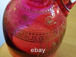 Baccarat Cristal Ancienne Carafe A Liqueur Nap III Gravure Oiseau Or 19 Eme