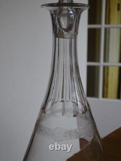 Baccarat Cristal Ancienne Carafe A Vin Modele Pyramide Et Gravure Epoque 1920