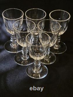 Baccarat Modèle Clermont Côtes Plates Lot 6 Anciens Verres A Vin Porto Cristal