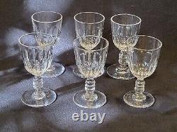 Baccarat Modèle Clermont Côtes Plates Lot 6 Anciens Verres A Vin Porto Cristal