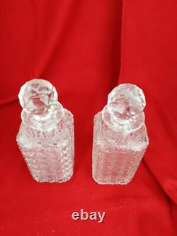 Baccarat, Paire de Grands Flacons Carafes Ancien Cristal Taillé Diamant XIX