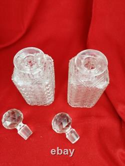 Baccarat, Paire de Grands Flacons Carafes Ancien Cristal Taillé Diamant XIX