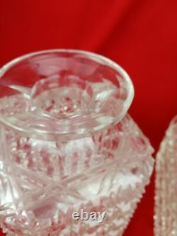 Baccarat, Paire de Grands Flacons Carafes Ancien Cristal Taillé Diamant XIX
