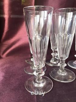 Baccarat St Louis 7 Anciennes Flûtes En Cristal Modèle Caton