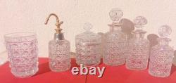 Baccarat cristal ensemble ancien Diamants Pierreries lot flacons verre
