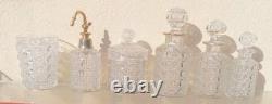 Baccarat cristal ensemble ancien Diamants Pierreries lot flacons verre