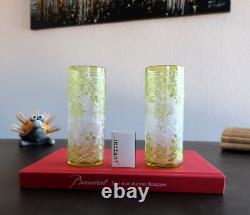 Baccarat, paire de vases en cristal ancien doublé et dégagé à l'acide. H15cm