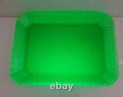 Bayel plat assiette pointe diamant ouraline verre vert ancien art deco nouveau