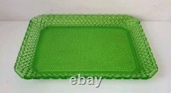 Bayel plat assiette pointe diamant ouraline verre vert ancien art deco nouveau