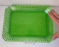 Bayel plat assiette pointe diamant ouraline verre vert ancien art deco nouveau