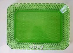 Bayel plat assiette pointe diamant ouraline verre vert ancien art deco nouveau