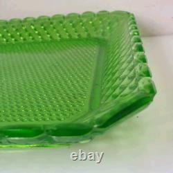 Bayel plat assiette pointe diamant ouraline verre vert ancien art deco nouveau