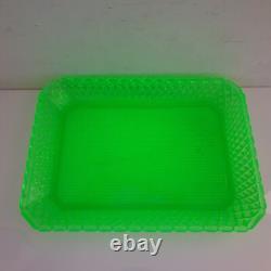 Bayel plat assiette pointe diamant ouraline verre vert ancien art deco nouveau