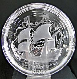 Beau Cendrier coupelle en cristal LALIQUE France bateau caravelle Ancien ashtray