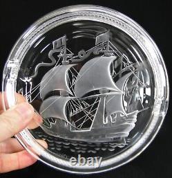 Beau Cendrier coupelle en cristal LALIQUE France bateau caravelle Ancien ashtray