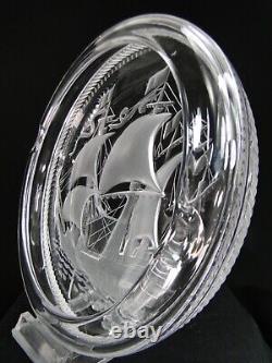 Beau Cendrier coupelle en cristal LALIQUE France bateau caravelle Ancien ashtray