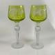 Bohème 2 Verres Vin Roemer Taillés Cristal Overlay Ancien Vert 21 cm Bel Etat