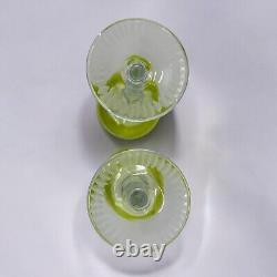 Bohème 2 Verres Vin Roemer Taillés Cristal Overlay Ancien Vert 21 cm Bel Etat