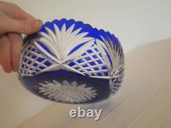 Bol coupe saladier cristal taillé bleu Saint Louis ancienne ancien