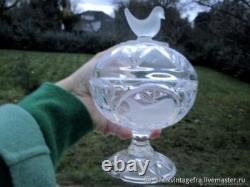 Bonbonnière ancienne pied Oiseaux cristal Old candy box with crystal bird foot