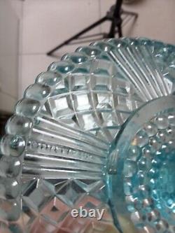Bougeoir ancien signé portieux couleur turquoise hauteur 7,5 cm diamètre 13 cm