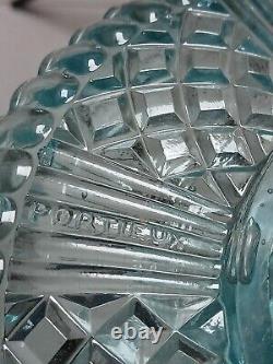 Bougeoir ancien signé portieux couleur turquoise hauteur 7,5 cm diamètre 13 cm