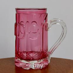 CRANBERRY GLASS, chope ancienne en verre, en cristal, belle & grande chope