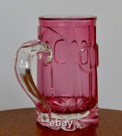 CRANBERRY GLASS, chope ancienne en verre, en cristal, belle & grande chope