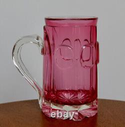 CRANBERRY GLASS, chope ancienne en verre, en cristal, belle & grande chope