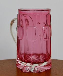 CRANBERRY GLASS, chope ancienne en verre, en cristal, belle & grande chope