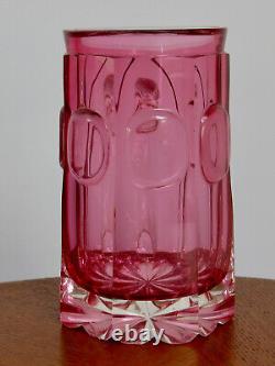 CRANBERRY GLASS, chope ancienne en verre, en cristal, belle & grande chope