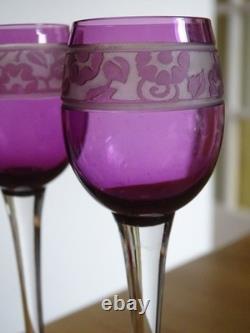 CRISTAL NANCY FRANCE 6 ANCIENS LIQUEUR OVERLAY ART DECO AUGUSTE HOUILLON 12,5 cm