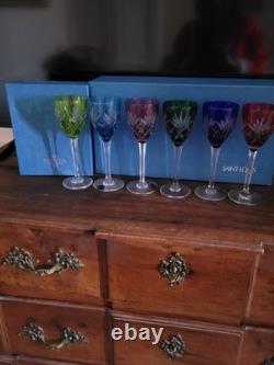 CRISTAL ST LOUIS 6 ANCIENS GRANDS VERRES À VIN COULEUR H 20 cm
