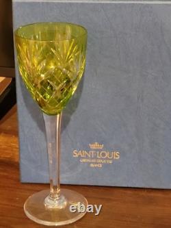 CRISTAL ST LOUIS 6 ANCIENS GRANDS VERRES À VIN COULEUR H 20 cm